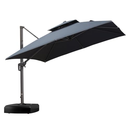 120'' Cantilever Advanced fabric Umbrella With Wheeled Base,Graphite Grey