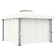 HKTMGDNG 9.8x9.8 Aluminum Gazebo Canopy with Curtains Cream White