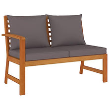 LKJVFCPW 5 Piece Patio Dining Set with Cushions, Solid Acacia Wood Outdoor Furniture for Garden, Terrace and Backyard, Rustic Brown