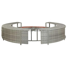 KGFHERENB Gray Poly Rattan Hot Tub Surround, Round Wicker Spa Surround with Eucalyptus Hardwood Trim and Built-in Storage, Fits Spas up to 79.9 Inches Inner Diameter