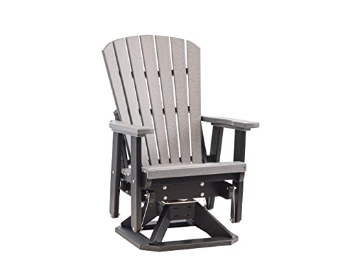 EcOasis Grand Lake Amish Crafted Poly Outdoor Adirondack Swivel Glider Dark Gray on Black