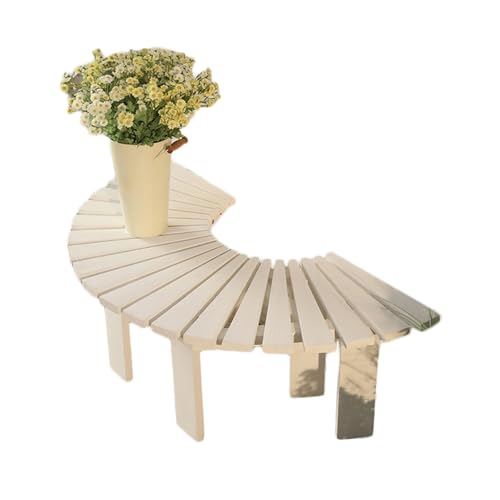BXKCFYBSQ Tree Bench Surround,Outdoor Decorative Leisure Chairs,Garden Balcony Flower Stand,Arc Shape Fits Trees,Shape Extends Infinitely,Capacity 400KG(White)