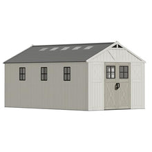 Devoko 10x16 FT Resin Outdoor Storage Shed with Floor, Beige