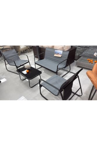 Modern Metal Balcony Bistro Set, 2 Chairs and 1 Table, Metallic Finish, Outdoor Furniture for Patio, Garden, or Small Spaces, Durable Construction, Stylish and Compact Design - Metallic Black
