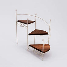 SIDUFHAOPKLL 3-Layer Retro Iron Plant Rack Stand Succulent Shelf Staircase Desktop Garden Flower with Wood Plate Home Decorative(E)