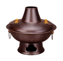GenSDH Vintage Copper Charcoal Hot Pot with Chimney - 40Cm Shabu Shabu Cooker for 3-12 People,Ideal for Home Parties and Gatherings - Premium Hotpot Cookware,Brass,38cm