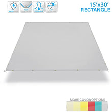 Patio Paradise 15' x 30' Waterproof Shade Cloth with Grommets, 260GSM Sun Shade Sail Rectangle Screen Fabric Patio Cover Pergola Shade Replacement Canopy for Outdoor Garden Backyard, Light Gray