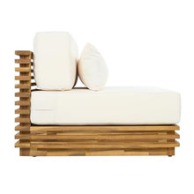 Merax Oversized Outdoor Club Chair with Acacia Wood Frame, Natural Finish & Beige Cushions, Patio Lounge Chair for Garden, Deck & Poolside