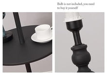 GTEFSWS Vintage Floor Lamp with Shelf and Fabric Drum Shade Matte Black
