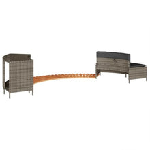 KGFHERENB Hot Tub Surround Gray Poly Rattan Spa Steps and Bench Set, Outdoor Wicker Spa Surround Kit with Solid Acacia Wood Steps, Cushioned Bench, and Storage Rack