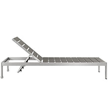 Modway Shore Aluminum Outdoor Patio Poolside Chaise Lounge Chairs Silver Gray