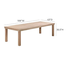 TOV Furniture Cassie Natural 108 Inch Rectangular Outdoor Dining Table