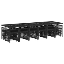 LKJephalotrope 17 Piece Garden Dining Set, Large Outdoor Patio Furniture with Rectangular Table and Seating for 16, Poly Rattan and Steel for Backyard and Terrace, Black and Cream White