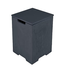 AMS Fireplace | Elementi Tall Square Slate Black Propane Tank Cover | Concrete GFRC base | 15.9 × 15.9 × 24.9 inches | Suited For Black Cape Town Fire Pit Table