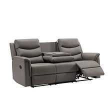 Eafurn Grey Faux Leather Double Recliner Loveseat Sofa with Console 78.74