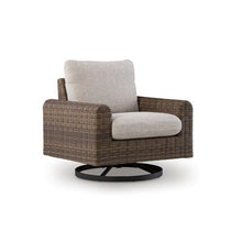 Signature Design by Ashley Angel Island Outdoor Rocking Chair, 360-Degree Swivel Lounge Comfort, Aluminum Frame Resin Wicker With Nuvella Fabric For Patio Porch Deck