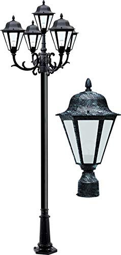 DABMAR LIGHTING GM1305-VG-FROST Daniella Post Five Light Fixture w/Frosted Glass 120 Volts, Verde Green