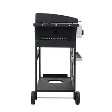 Propane Gas Grill,4-Burner BBQ Grill,with Enamel Grids/Foldable Side Table Hanging Basket,for Picnic, Backyard Party