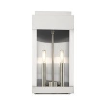 Livex Lighting 21235-91 York 2 Light Outdoor Wall Lantern, Brushed Nickel with Brushed Nickel Stainless Steel Reflector