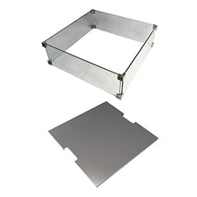 Elementi Manhattan 36" Concrete Outdoor Propane Firepit Table, 22" Square Tempered Glass Firepit Windscreen, & Stainless Steel 21" Square Table Cover