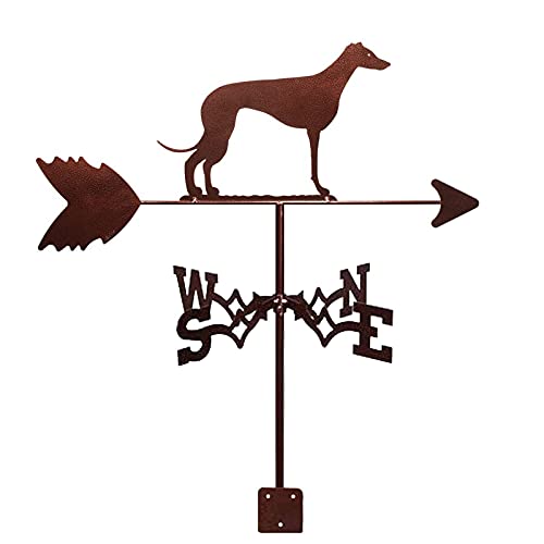 Weathervane - Dog Weather Vane Measuring Tools Retro Wind Vane Ttainless Steel Weathercock Roof Mounted Wind Direction Indicator for Sheds Garden Mount Yard Barns Decoration