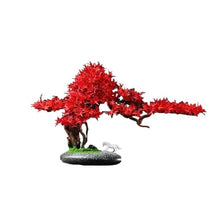 HCZKIUJ Bonsai Simulation Red Maple Leaves with Decorations Ornaments Home Living Room Potted Plants Desktop Plant