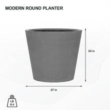 Pottery Pots Fiberstone Round Planter Large 24 Inch Grey