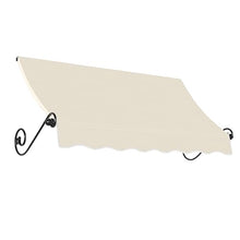Awntech 8' Charleston (100.5"-18"-36") Sloped Fixed Awning with Scrolled Iron Arms, Linen