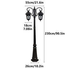 iumLeap 265Cm 2-Head Outdoor Lamp Post Light Apillar Post Light Garden Path Pillar Lamp Ip65 Waterproof Street Light Glass Lantern Courtyard Bollard Path Lamp Pathlighting Po(230cm)