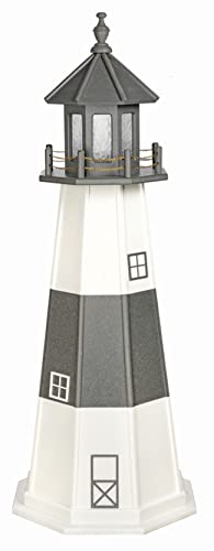 Furniture Barn USA 3' Montauk Dark Gray and White Poly Lighthouse, Standard Lighting