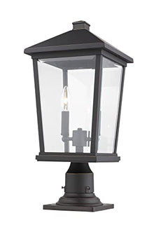 Z-Lite 568PHBR-533PM-BK 2 Light Outdoor Pier Mounted Fixture, Black