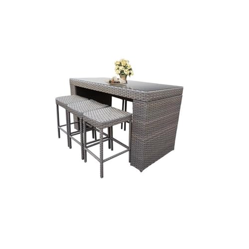 Afuera Living 7-Piece Patio Bar Table Set with Backless Barstools