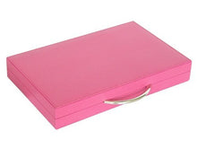 Zaza & Sacci Leather Backgammon Set 15" Luxury Travel Attache Case Pink