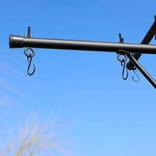 Backyard Essentials Squirrel Proof Bird Feeder Pole with Squirrel Baffle - 8 Hook Heavy Duty Stand - 8+ Foot Tall Black Powder Coated Steel Pole with Deep Set Auger Anchor