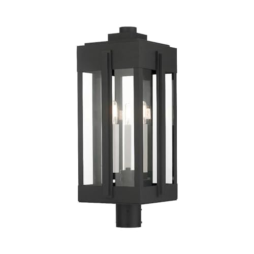 Livex Lexington 3 Light Outdoor Post Top Lantern Black