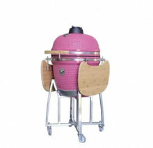 JOSOGO 21 Inch Ceramic Grill, Outdoor Charcoal Grill for Backyard, Patio & Camping, High Temperature Barbecue Grill(Pink)