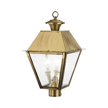 Livex Lighting 2169-01 Transitional Three Light Post-Top Lanterm from Mansfield Collection Finish, 12.00 inches, 20x12.00x12.00, Antique Brass