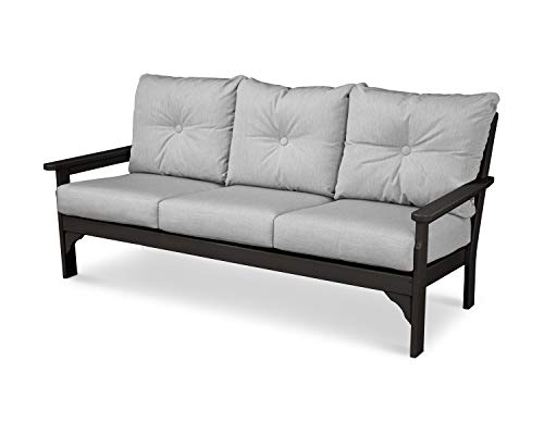 POLYWOOD® Vineyard Deep Seating Sofa in Black/Granite