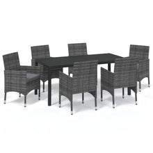 LPERTGFHU 7 Piece Patio Dining Set with Cushions, Outdoor Garden Furniture Includes Table and 6 Chairs, Poly Rattan and Aluminum Frame, Gray