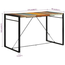 KGFHERENB Reclaimed Wood Bar Table, 69 Inch Industrial High Top Dining Table with Solid Iron Legs, Rustic Multicolor Pub Table for Indoor Outdoor Use Home Bar and Restaurant