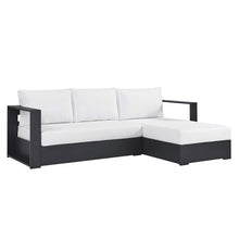 Modway Tahoe Modular Aluminum 2-Piece Outdoor Patio Furniture Gray White, Right-Facing Sectional Sofa Set with Weather-Resistant Cushions, Ideal for Deck, Backyard, Poolside