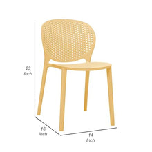 Benzara Kids Side Chair 14-Inch Round Dotted Backrest Armless Yellow