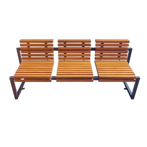 HYgloF Patio Benches Garden Backrest Bench, Wooden Chair Surface Outdoor Steel Chair, Park Terrace Leisure Wood Seating Garden Bench(Medium)