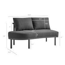 Modway Porta 3-Piece Outdoor Modular Sofa Set in Anthracite – Modular 190 Inch Outdoor Sofa with Aluminum Frame, Woven Rope Detail, and Cushions
