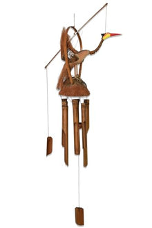 Stork Wind Chime for Balcony and Garden Decoration Handcrafted Indonesian Product with Pleasant Sound 35.4 x 11.8 inches Multicolor - Multicolor