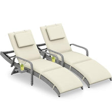 YITAHOME Wicker Chaise Lounge w/Pull-Out Desktop, 5-Position Backrest