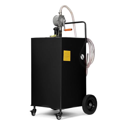 45 Gallon Fuel Caddy with Manual Pump, Heavy Duty Portable Gas & Diesel Transfer Tank on 4 Wheels, Spill-Proof Container for Truck, Tractor, Boat, ATV, Farm,Orange