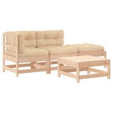 WXGTBKPR 4 Piece Patio Lounge Set with Cushions, Solid Pine Wood Outdoor Garden Furniture for Backyard, Terrace, and Patio Seating, Brown