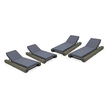 Great Deal Furniture Outdoor Acacia Wood Chaise Lounge Cushion Set of 4 Sandblast Gray Finish, Dark Gray