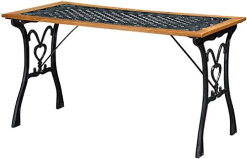 ERoomQ Outdoor GThe Bench,Outdoor GThe Terrace Bench, Cast Iron Anticorrosive Solid Wood Seat Leisure Table and Chair Combination (Table)